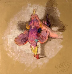 Studie eines Arms und einer Hand, die ein Huhn an den Beinen hält, für 